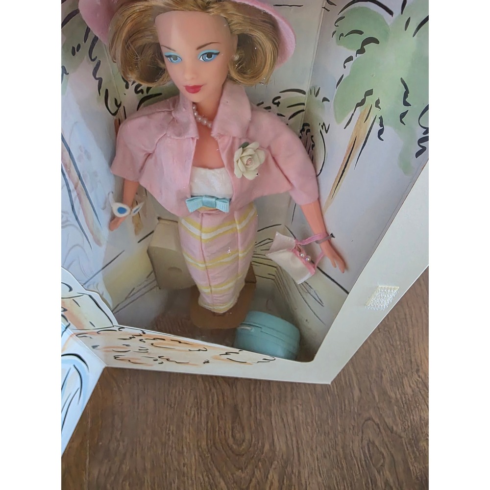 Spiegel‎ Summer Sophisticate Barbie Doll  1995 Pink Striped Dress Hat Purse toy - Picture 3 of 11